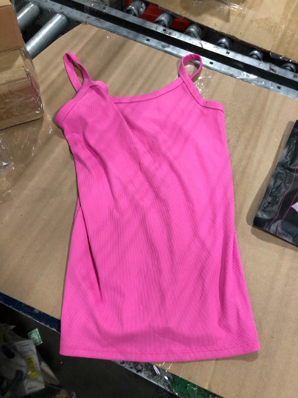 Photo 1 of ******PINK******* Tank Top for Women Square Neck Spaghetti Straps Camisole Sleeveless Basic Summer Tops, Taffy Medium