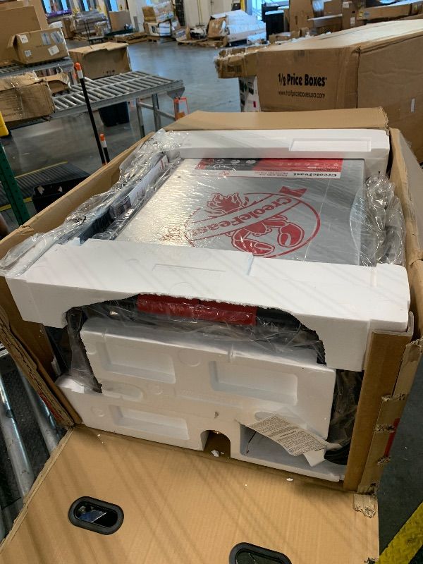 Photo 1 of *****FACTORY SEALED**** Creole Feast CFB3001 70 QT Outdoor Crawfish Boiler with Stir Paddle & Wheels, Heavy-Duty Seafood Boiler with Foldable Cylinder Bracket for Cajun Boils, Shrimp, Crab, and More, Silver & Black