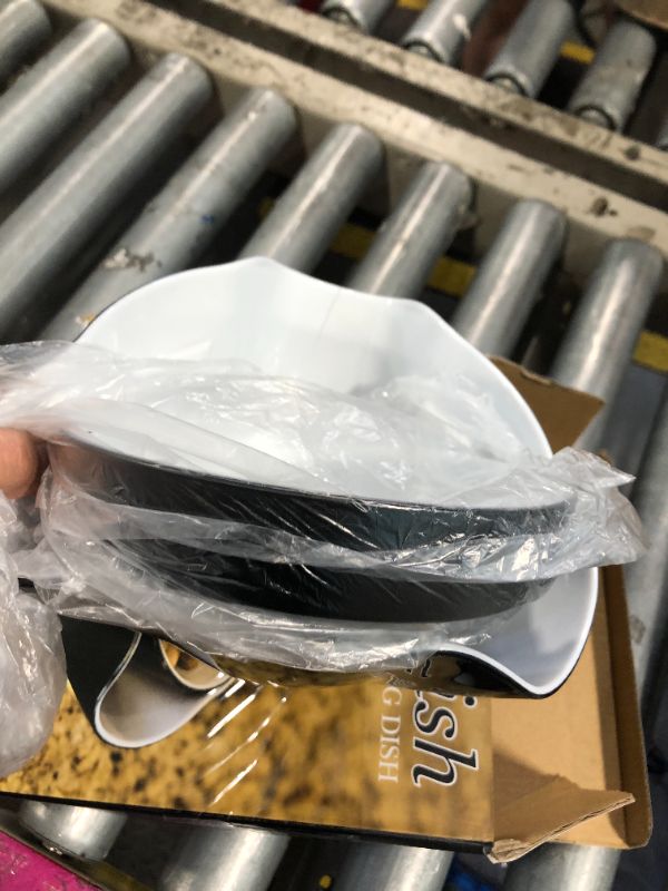 Photo 1 of ***Bowl has cracked***
Pistachio Bowl, Snack Serving Dish, Double Dish Nut Bowl with Nut Seeds Shell Storage, Pistachios, Peanuts, Cherries, Popcorn, Edamame, Fruits, Snacks, and Candy Serving Bowl, Black & White