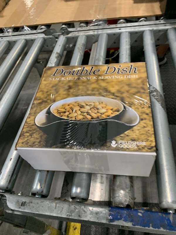 Photo 1 of ***Bowl has cracked***
Pistachio Bowl, Snack Serving Dish, Double Dish Nut Bowl with Nut Seeds Shell Storage, Pistachios, Peanuts, Cherries, Popcorn, Edamame, Fruits, Snacks, and Candy Serving Bowl, Black & White