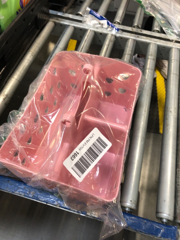 Photo 1 of ***HANDLE MISSING*****Portable Shower Caddy Plastic Shower Basket Organizer Divided Bathroom Caddy Storage Cleanning Caddy Tote with Handle for College, Dorm Room, Kitchen, Pink