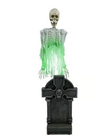 Photo 1 of ****CORRECT ITEM*****Haunted Hill Farm 5.9 Ft. Motion-Activated Floating Skeleton Ghost Over Tombstone by Tekky, Premium Halloween Animatronic, Battery Operated