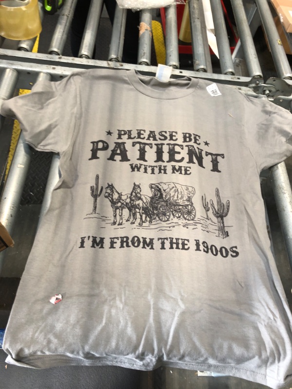 Photo 1 of "PLEASE BE PATIENT WITH ME IM FROM THE 1900S" SHIRT GRAY MALE SMALL