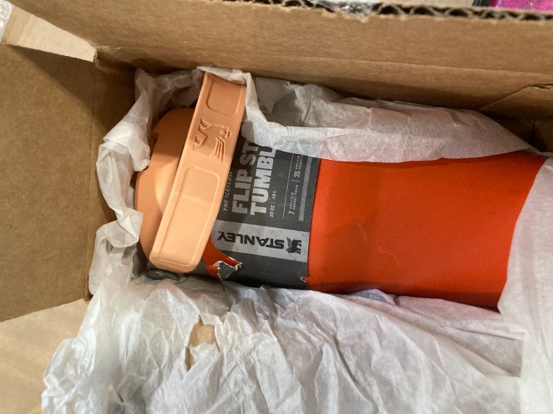Photo 1 of ***MINOR DAMAGE CORRECT ITEM****Stanley IceFlow Stainless Steel Tumbler - Vacuum Insulated Water Bottle for Home, Office or Car Reusable Cup with Straw Leak Resistant Flip Cold for 12 Hours or Iced for 2 Days, Tigerlily, 20OZ