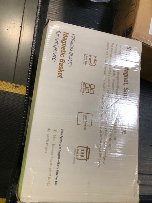 Photo 1 of [WIDER SHELF] 2 SET Strong Magnetic Shelf Basket for Fridge with Tag & Bamboo Top, XXL Large Magnetic Spice Rack Shelves for Side of Refrigerator, Kitchen Pantry Storage Organizer for Food Fruit Veg