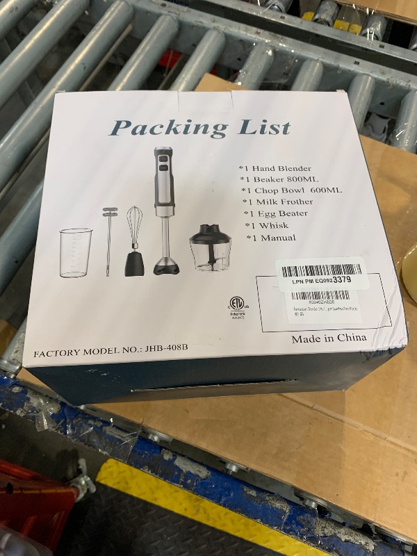 Photo 1 of *Untested*
Immersion Blender 5 in 1 Hand Blender, Electric Blenders Max 1000W Heavy Duty Motor, 21 Speed & Turbo Mode Handheld Blender, Milk Frother, Egg Whisk, 800ml Beaker, 600ml Chopper Stainless Steel Blades