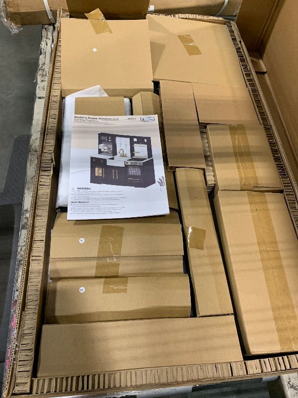 Photo 1 of ***NEW PRODUCT*** ROBUD Wooden Play Kitchen Set for Kids, Pretend Toy Kitchen with Ice Maker, Coffee Machine, Oven, Microwave, Cabinet, Utensils, Ideal Gift for Boys and Girls Ages 3+, Black