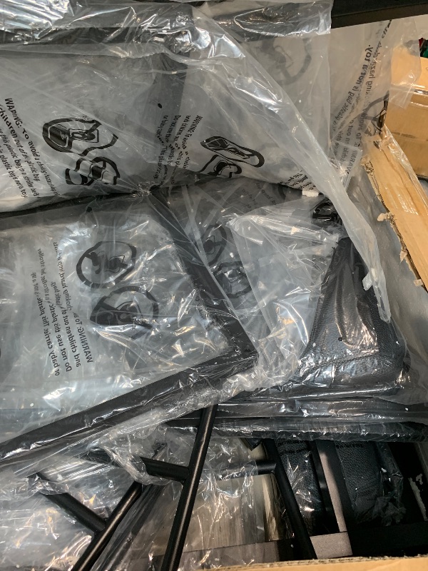 Photo 1 of ** SCREWS MISSING ** Garvee Dining Table Set for 4 w/Footrest & Corner Protector, 5-Piece Kitchen Table Set with Backrest, Counter Height Table with 4 Upholstered Bar Stools for Dining Room, Apartment. Rustic Gray