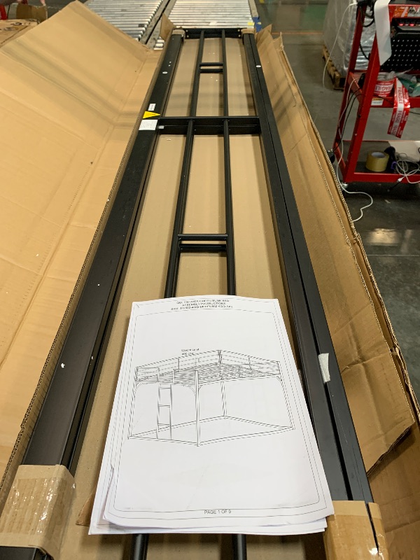 Photo 1 of ** MISSING HARDWARE** LINKHOO Queen Over Queen Bunk Bed for Adults, Heavy Duty Metal Low Bunk Beds with Ladder and Guardrails for Guest Room, Bedroom, Noise-Reducing Wooden Slat Supports, No Box Spring Needed, Black