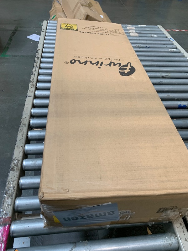 Photo 1 of **MINOR CRACKS** Furinno Cubic Closet Organizers and Storage, 9-Cube Closet Organizer, Open Shelf Closet Storage, Extra Thick Frame for Wardrobe, Bedroom, Living Room, Dark Oak