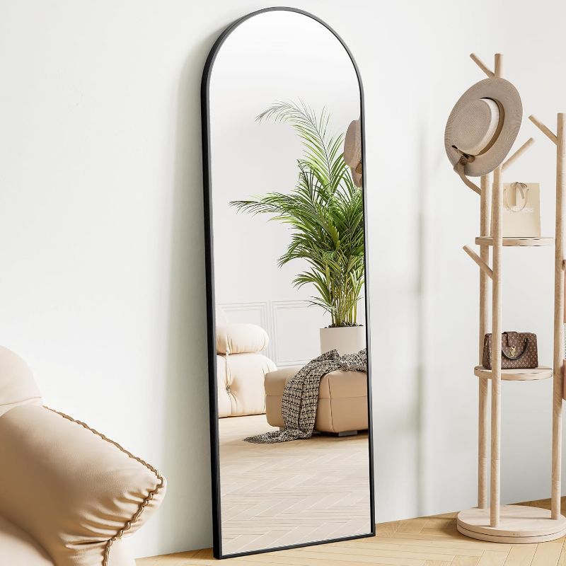 Photo 1 of ****** VERY USED/ UNTESTED/MINOR DENT***Sweetcrispy 60"x16" Arched Full Length Mirror, Standing or Leaning Full Body Mirror with Aluminum Alloy Thin Frame, Suitable for Bedroom or Cloakroom,Black