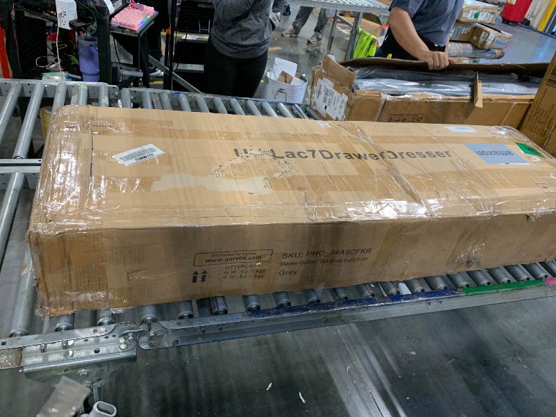 Photo 1 of ****ONE BROKEN PANEL****IDEALHOUSE Grey 7 Drawer Dresser for Bedroom, 53.5” Large Dresser with Metal Legs, Modern Chest Organizer with Wide Storage, Chest of Drawers for Bedroom, Living Room, Entryway