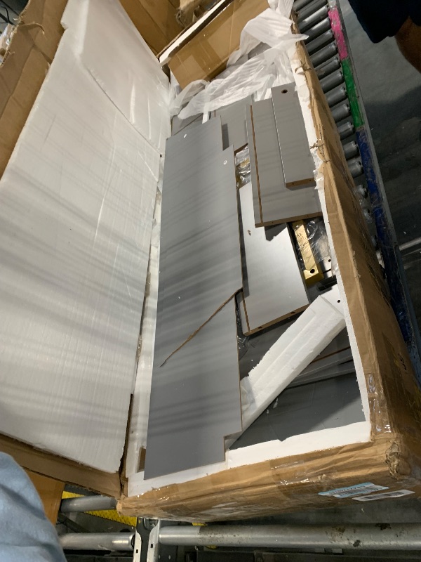 Photo 1 of ****ONE BROKEN PANEL****IDEALHOUSE Grey 7 Drawer Dresser for Bedroom, 53.5” Large Dresser with Metal Legs, Modern Chest Organizer with Wide Storage, Chest of Drawers for Bedroom, Living Room, Entryway