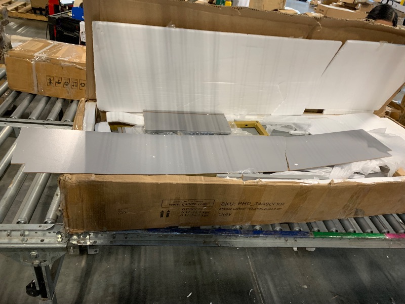 Photo 1 of ****ONE BROKEN PANEL****IDEALHOUSE Grey 7 Drawer Dresser for Bedroom, 53.5” Large Dresser with Metal Legs, Modern Chest Organizer with Wide Storage, Chest of Drawers for Bedroom, Living Room, Entryway