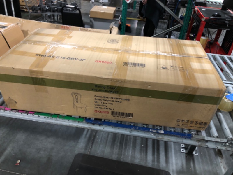 Photo 1 of ***PARTIAL SET, ONLY TWO CHAIRS!!!*** Peatuk 7-Piece Solid Wood Dining Table Set with 6 Upholstered Chairs - Easy Assembly Modern Design for Kitchen & Small Spaces, Durable Wooden Table and Chairs for Dining Room, Kitchen, Light Grey