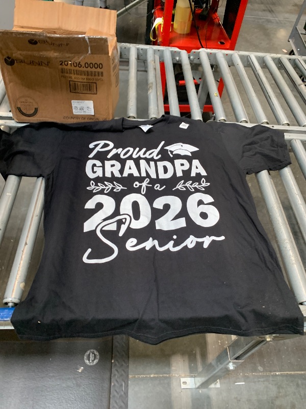 Photo 1 of "PROUD GRANDPA OF A 2026 GRAD" BLACK SHIRT, SIZE XL