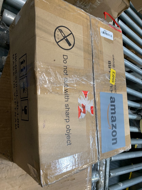 Photo 1 of ***MISSING HARDWARE****Furnulem 5 Drawer Dresser for Bedroom, Tall Nightstand with Led Light and Charging Station, Small Night Stand Bedside Table, Fabric Bins, Metal Frame, Wood Shelf, Side Furniture(Rustic Brown)