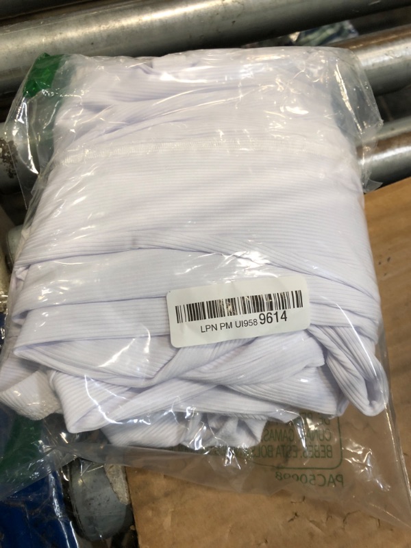 View 2 of ***CORRECT ITEM****Two Piece Outfits for Women Sexy Crop Top + Flared Long Pants Sweat Suits Ribbed Fitted Tracksuits Yoga Set White