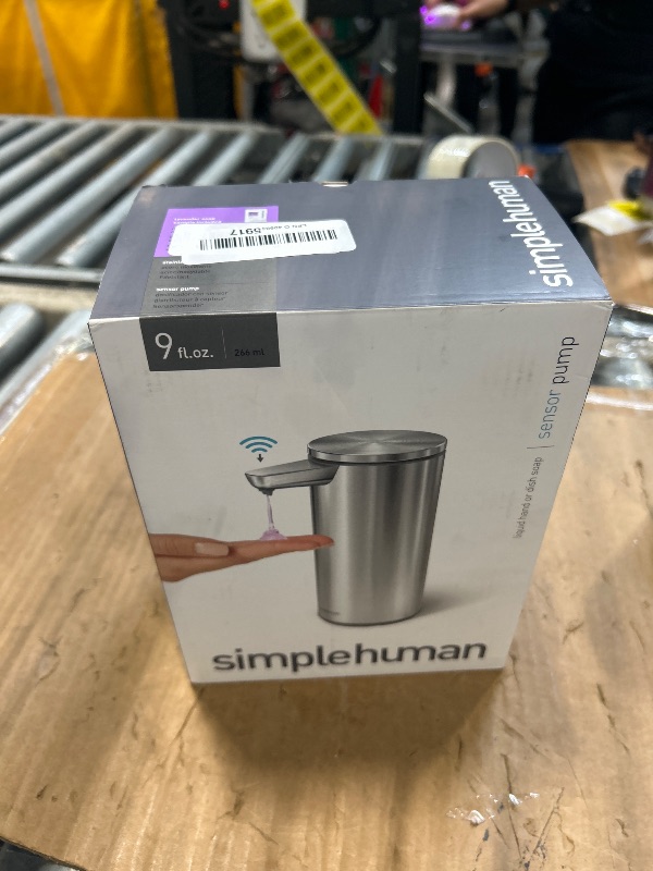 Photo 1 of ****VERY USED******simplehuman 9 oz. Touch-Free Automatic Rechargeable Sensor Pump, Brushed Stainless Steel, New