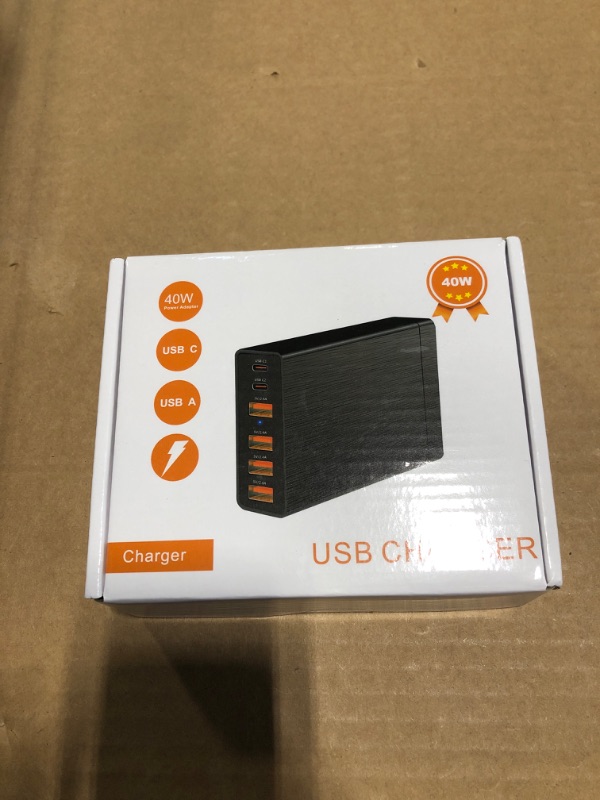 Photo 1 of ???? ??? USB Wall Charger Multiport RISWOJOR?40W Flat Plug 6 Port Multi USB Charger Station with Auto Detect Technology, USB Charging Station for Multiple Devices with for Smartphone Tablet
