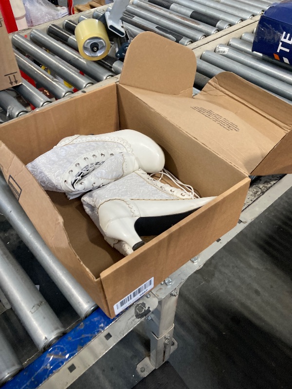 Photo 1 of ***CORECT ITEM****LUXMAX Women Gothic Victorian Boots Low Kitten Heel Mid Calf Boots Lace Up Cute Bow Boots for Ladies Witch Shoes, Size 7 M US,White