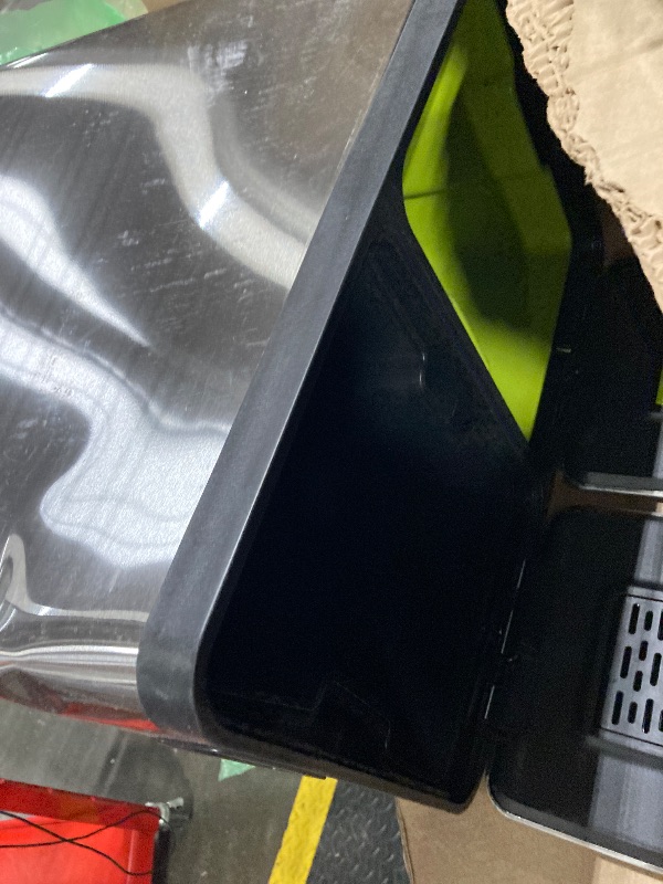 Photo 1 of *** On One Side. See live pics.***SIMPLI-MAGIC 60 Liter / 16 Gallon Rectangular Hands-Free Dual Compartment Recycling Kitchen Step Trash Can with Soft-Close Lid, Brushed Stainless Steel