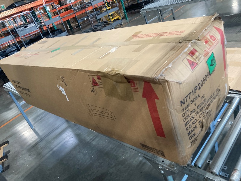 Photo 1 of ***02 boxes***the seats are beige ****Christopher Knight Home 82 Inches Sofa Couch, Cozy 3-Seater, Boucle Fabric, Wood Frame,