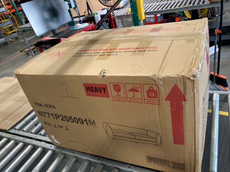 Photo 1 of ***02 boxes***the seats are beige ****Christopher Knight Home 82 Inches Sofa Couch, Cozy 3-Seater, Boucle Fabric, Wood Frame,