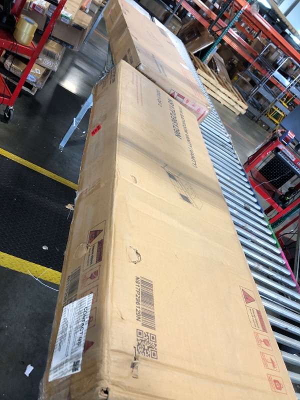 Photo 1 of ***02 BOXES***Merax 60" Bathroom Vanity with SMC Sink, Modern Large Bathroom Storage Cabinet with Soft Close Drawers and Rattan Doors, Silver Metal Knobs and 5 Pine Legs,Natural