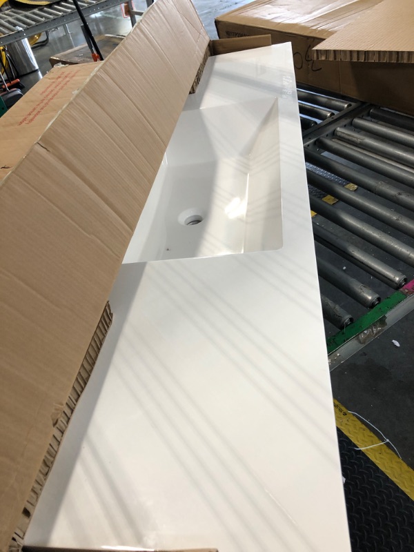 Photo 1 of ***02 BOXES***Merax 60" Bathroom Vanity with SMC Sink, Modern Large Bathroom Storage Cabinet with Soft Close Drawers and Rattan Doors, Silver Metal Knobs and 5 Pine Legs,Natural