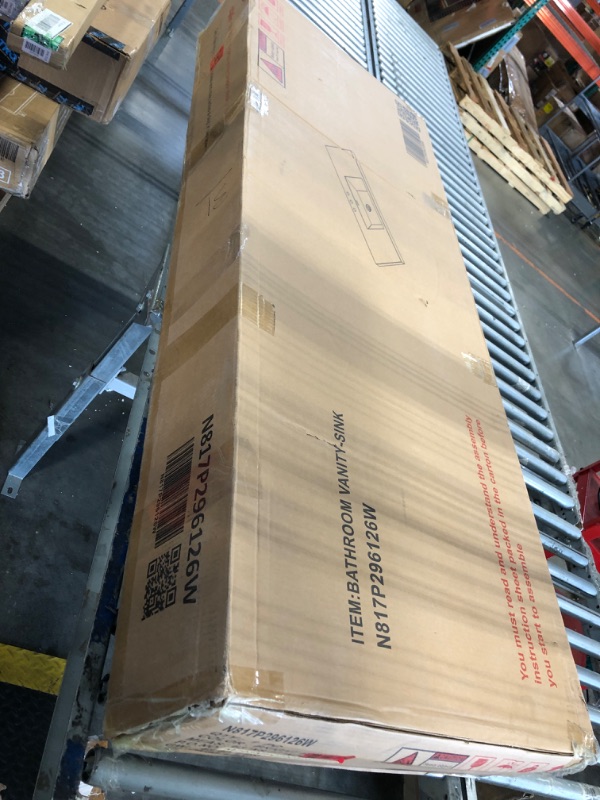 Photo 1 of ***02 BOXES***Merax 60" Bathroom Vanity with SMC Sink, Modern Large Bathroom Storage Cabinet with Soft Close Drawers and Rattan Doors, Silver Metal Knobs and 5 Pine Legs,Natural