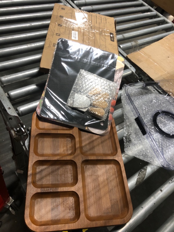 Photo 1 of ***broken cover**Charcuterie Board with Lid, 2-in-1 Bamboo Cheese & Cutting Board with Engraved Guide, Travel Portable Charcuterie Boxes, Includes 2 Plastic Cutting Mats & 4 Cheese Knives, House Warming Gifts New Home