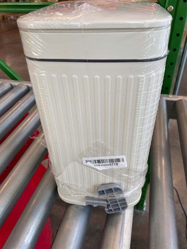 Photo 1 of *Minor Damaged - See clerk notes*
Small Bathroom Trash Can with Lid Slim Soft Close Garbage Can Step Wastebasket Container Trash Bin for Office Bedroom Kitchen Living Room (1.9 Gallon Cream)