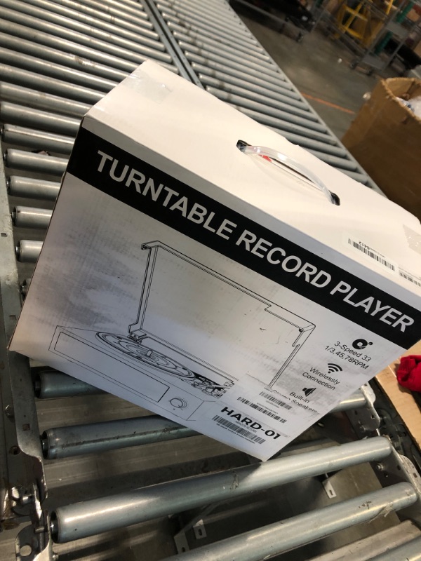 Photo 1 of *Cover case a bit cracked* Vintage Record Player with Built-in Stereo Speakers Turntable Vinyls Records LP Phonograph Belt Drive 3 Speed 3 Size Support Wireless Input RCA Output Auto Stop Retro Wooden Walnut Red