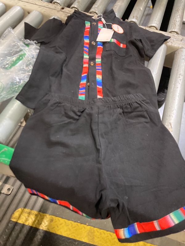 Photo 1 of ***CORRECT ITEM***AWIBMK Baby Boys Mexican Outfit Short Sleeve Button Down Embroidery Colorful Detail Guayabera Shirt and Shorts Toddler Kids Traditional Ethnic Wear Cinco De Mayo Fiesta 2 Pieces Clothes, 120
