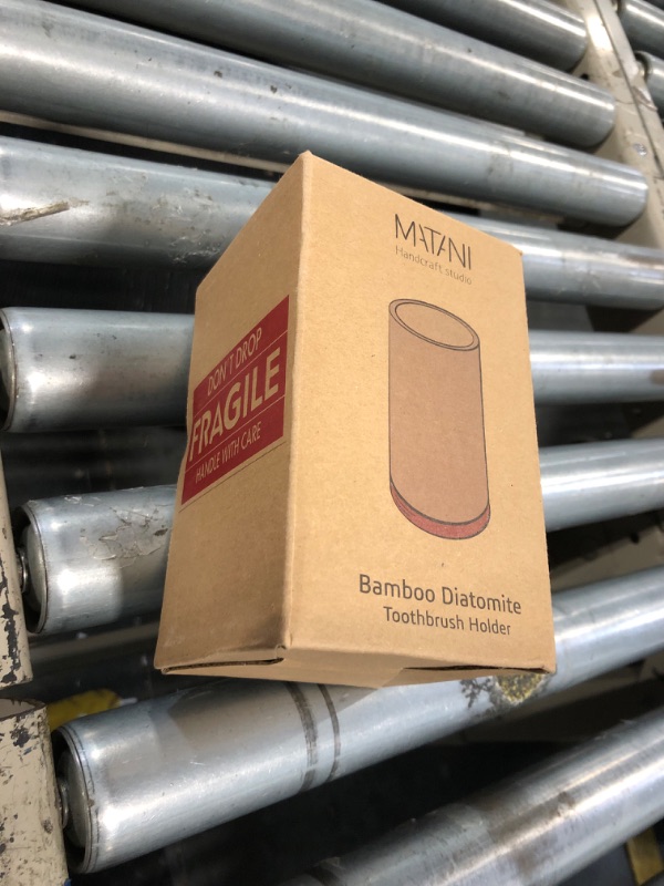 Photo 1 of ***MISSING PARTS*** Matani Bamboo Toothbrush Holder Diatomite Tooth Brush Organizer - Storage Stand for Small Bathroom & Counter - Removable Base & Drain Holes, Water-Absorbent & Quick-Drying (Off White & Black)