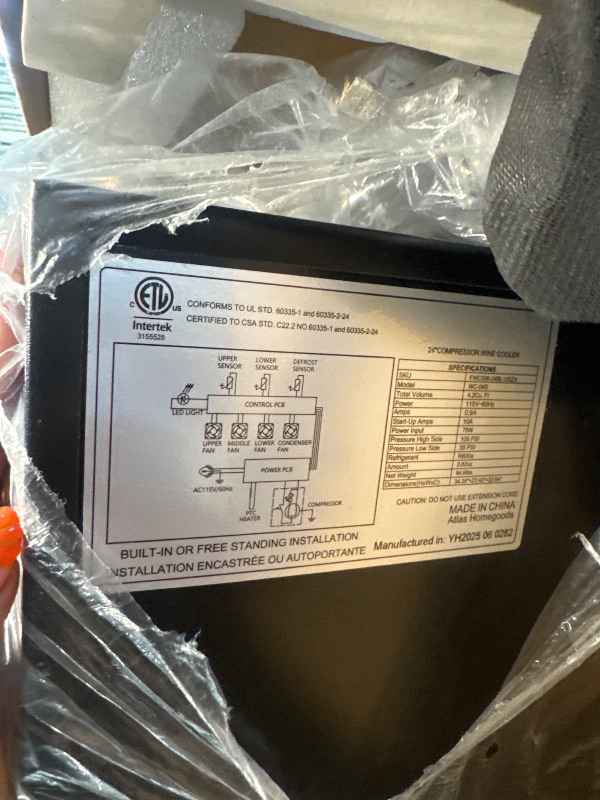 Photo 1 of **DENTED**24 Inch Dual Zone Wine Refrigerator, 54 Bottle Under Counter Wine Fridge for Built-in or Freestanding, Wine Cooler with Glass Door, Removable Shelves for Home, Office (Blcak)