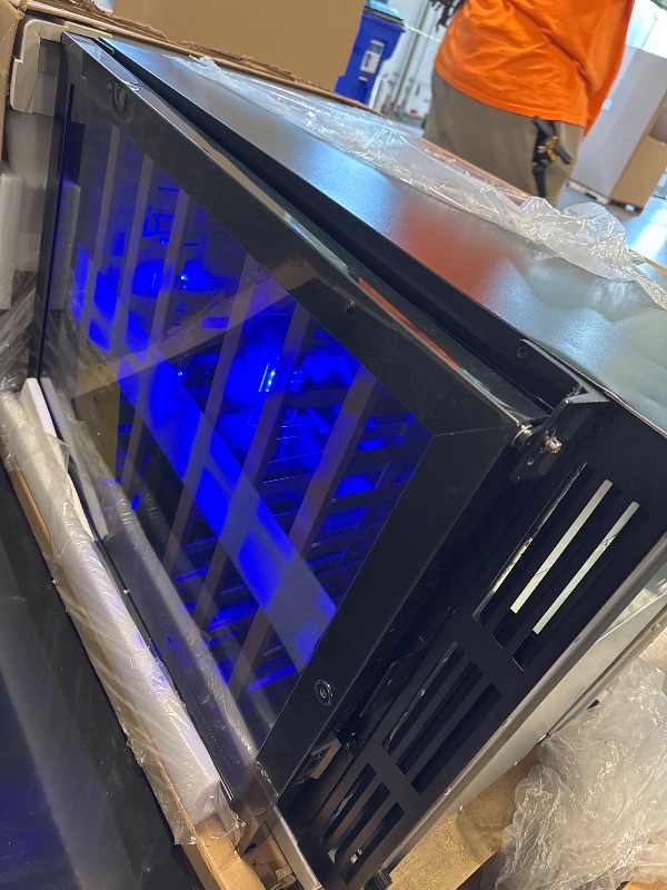 Photo 1 of **DENTED**24 Inch Dual Zone Wine Refrigerator, 54 Bottle Under Counter Wine Fridge for Built-in or Freestanding, Wine Cooler with Glass Door, Removable Shelves for Home, Office (Blcak)