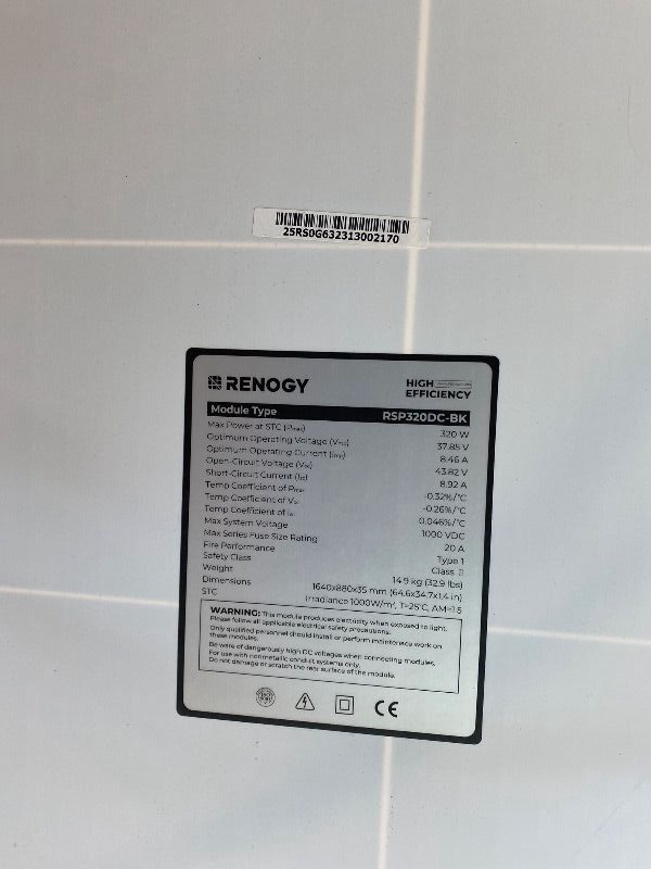 Photo 1 of *PARTIAL SET - Check clerk notes*
Renogy Solar Panels 2PCS 320 Watt Solar Panel 18BB N-Type Solar Panel 12 24 Volts Monocrystalline On/Off Grid Solar Setup 640W Over 400 Watt Solar Panels 25% Cell Efficiency for Homes Rooftop RV Boat