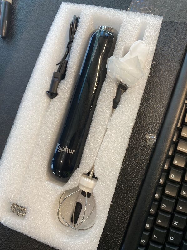 Photo 1 of *Untested*
YUSWKO Black Handheld Milk Frother Wand for Coffee, Rechargeable Electric Whisk with 3 Heads 3 Speeds Drink Mixer Coffee Frother For Latte, Cappuccino, Hot Chocolate, Egg