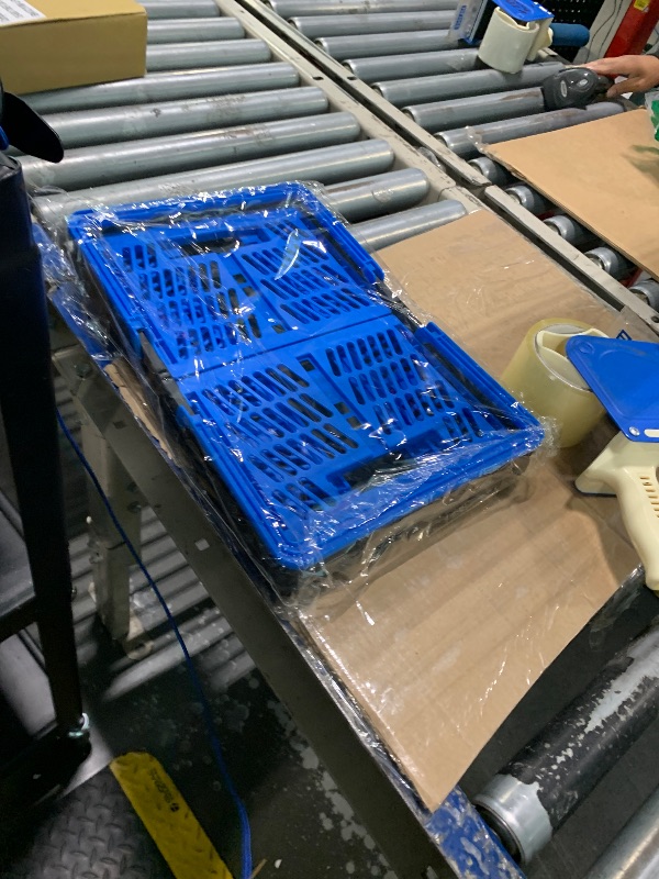 Photo 1 of ***ONLY ONE******* Packs 20L Collapsible Plastic Shopping Basket with Handles - Plastic Collapsible Storage Bins, Multi-function Collapsible Storage Crates Black & Blue