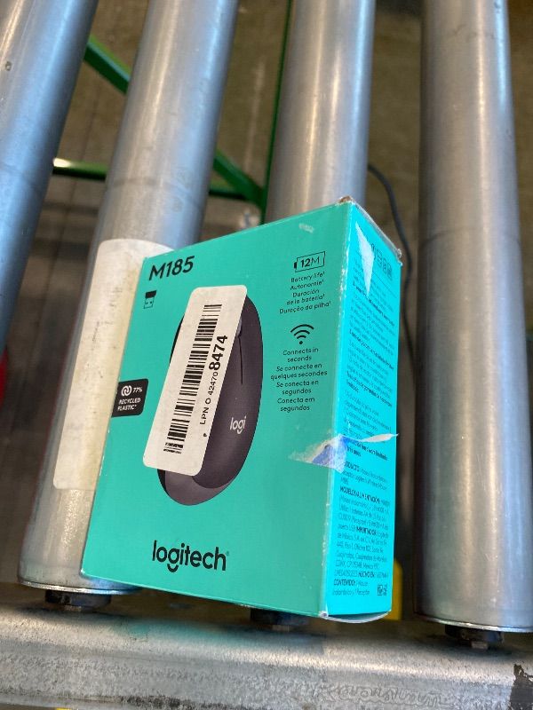 Photo 1 of *Untested*Logitech M185 Wireless Mouse, 2.4GHz with USB Mini Receiver, 12-Month Battery Life, 1000 DPI Optical Tracking, Ambidextrous PC/Mac/Laptop - Swift Grey