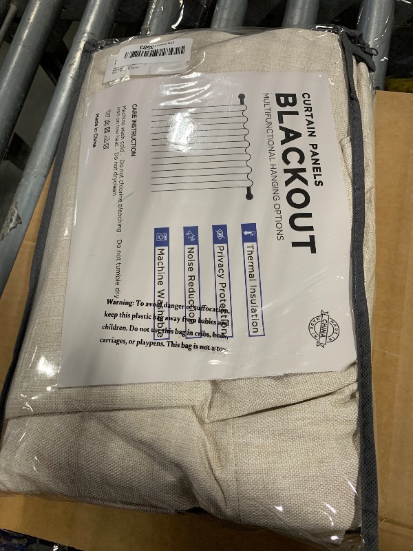 Photo 1 of 100% Blackout Shield Linen Blackout Curtains for Bedroom 84 Inches Long, Back Tab/Rod Pocket Living Room Drapes, Thermal Insulated Blackout Curtains 2 Panels Set, 50" W x 84" L, Cream