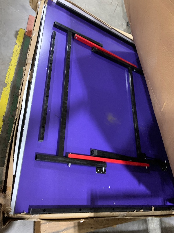 Photo 1 of 9ft Mid-Size Table Tennis Table Foldable & Portable Ping Pong Table Set for Indoor & Outdoor Games with Net, 2 Table Tennis Paddles and 3 Balls