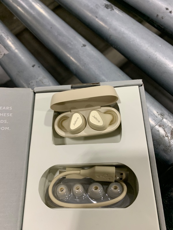 Photo 1 of Jabra Elite 5 True Wireless in-Ear Bluetooth Earbuds - Hybrid Active Noise Cancellation (ANC), 6 Built-in Microphones for Clear Calls, Small Ergonomic Fit and 6mm Speakers - Gold Beige