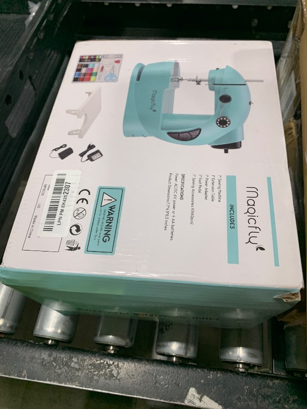 Photo 1 of Magicfly Mini Sewing Machine with Extension Table, Dual Speed Portable Sewing Machine for Beginners with Light, Sewing Kit for Household Use, Blue