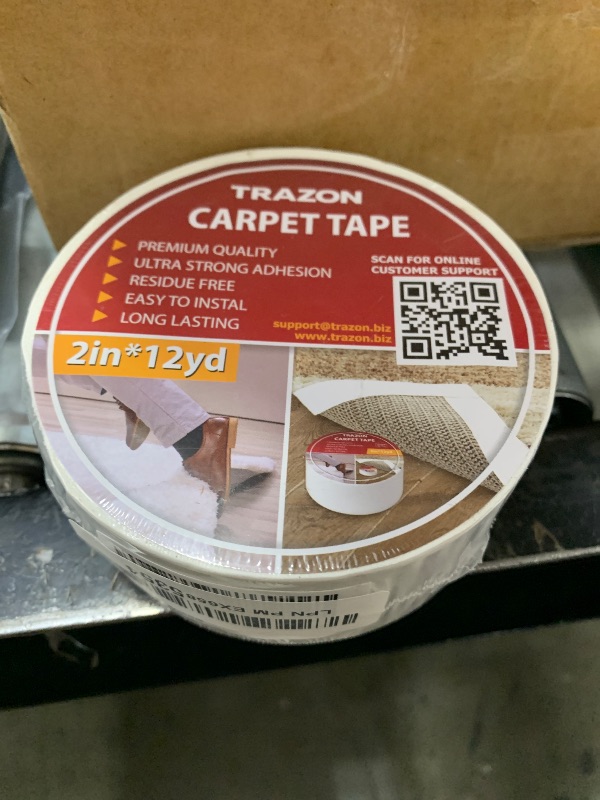 Photo 1 of Carpet Tape Double Sided - Rug Tape Grippers for Hardwood Floors and Area Rugs - Carpet Binding Tape Strong Adhesive and Removable, Heavy Duty Stickers Grip Tape, Residue Free (2 Inch / 12 Yards)