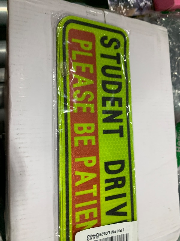 Photo 1 of BFXM 4 PCS Student Driver Magnet for Car, Please Be Patient Funny Magnetic Student Driver, New Driver Safety Warning Bumper Sticker Signs, Reusable Movable Rookie Driver Reflective Magnets Stickers