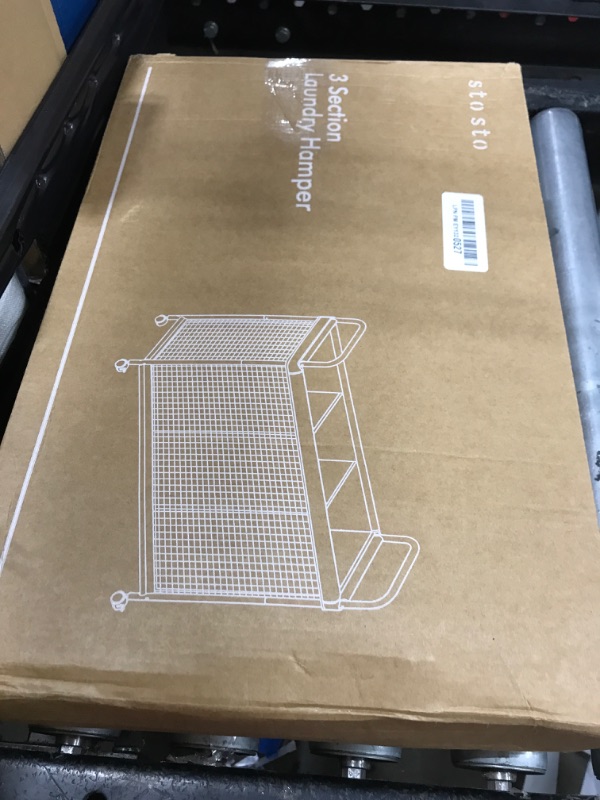 Photo 1 of STO STO Laundry Hamper 3 Section, 120L Rolling Laundry Sorter Cart with Removable and Washable Liner Bag, Rolling Clothes Hamper with Metal Handle for Laundry Room and Bedroom