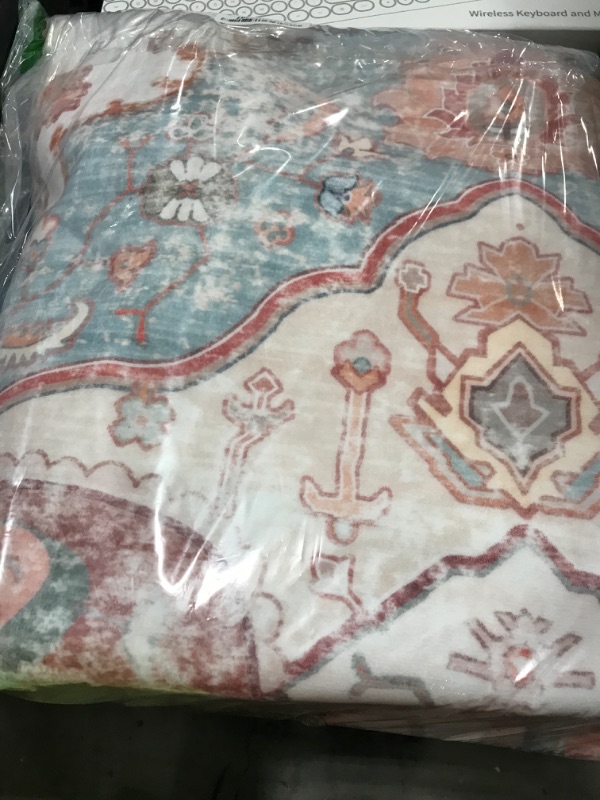 Photo 1 of RELEANY 5x7 Area Rug Vintage Machine Washable Low Pile Carpet No Shedding Area Rugs for Living Room Bedroom Dining Room Kitchen Entryway Hallway Office Indoor-Pink/Blue/Red/Orange